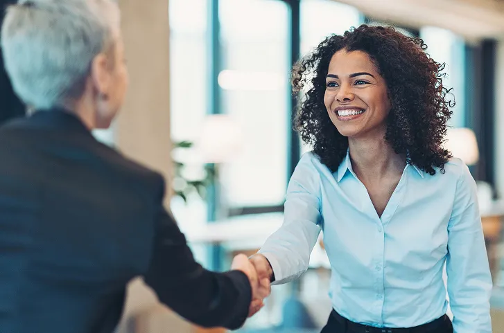 Happy woman accepting an opportunity