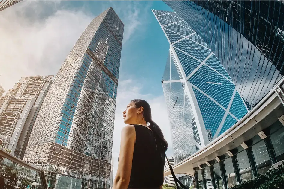 Inspired Woman looking at skylines